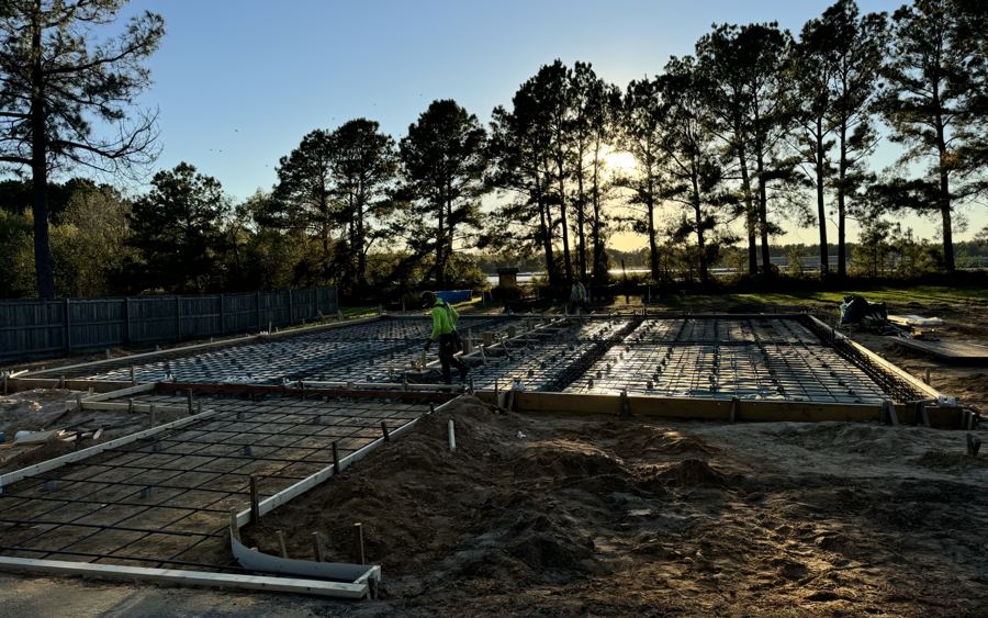 Residential foundation formed with rebar
