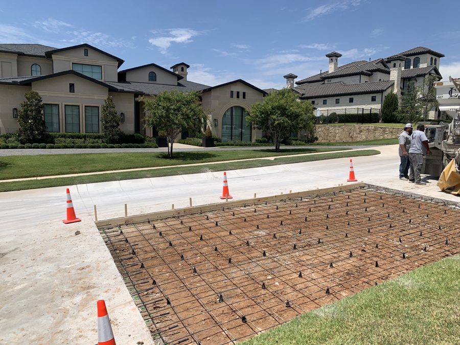 Rebar grid for street paving in front of Westlake homes